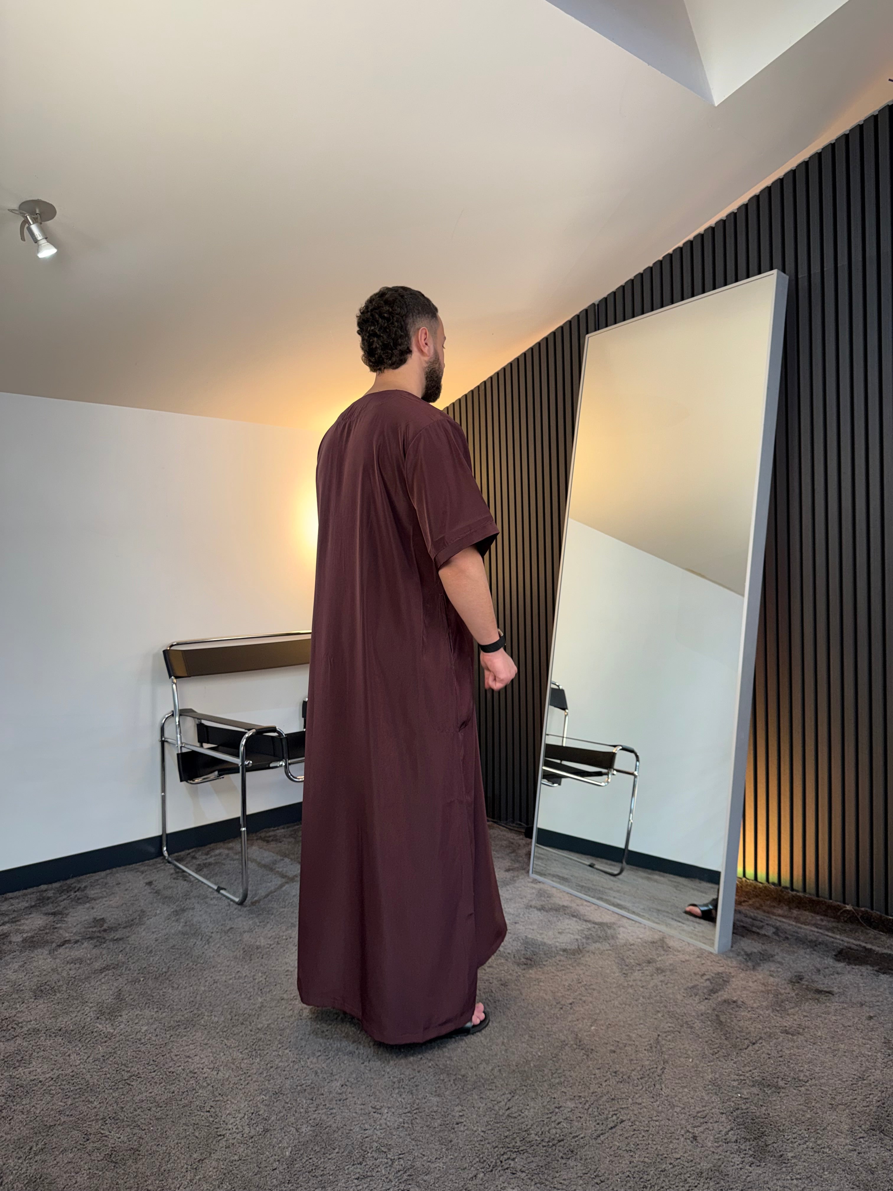 N°6 - QAMIS MANCHES COURTES  BORDEAUX PRESTIGE FINITION BRODÉE HOMME