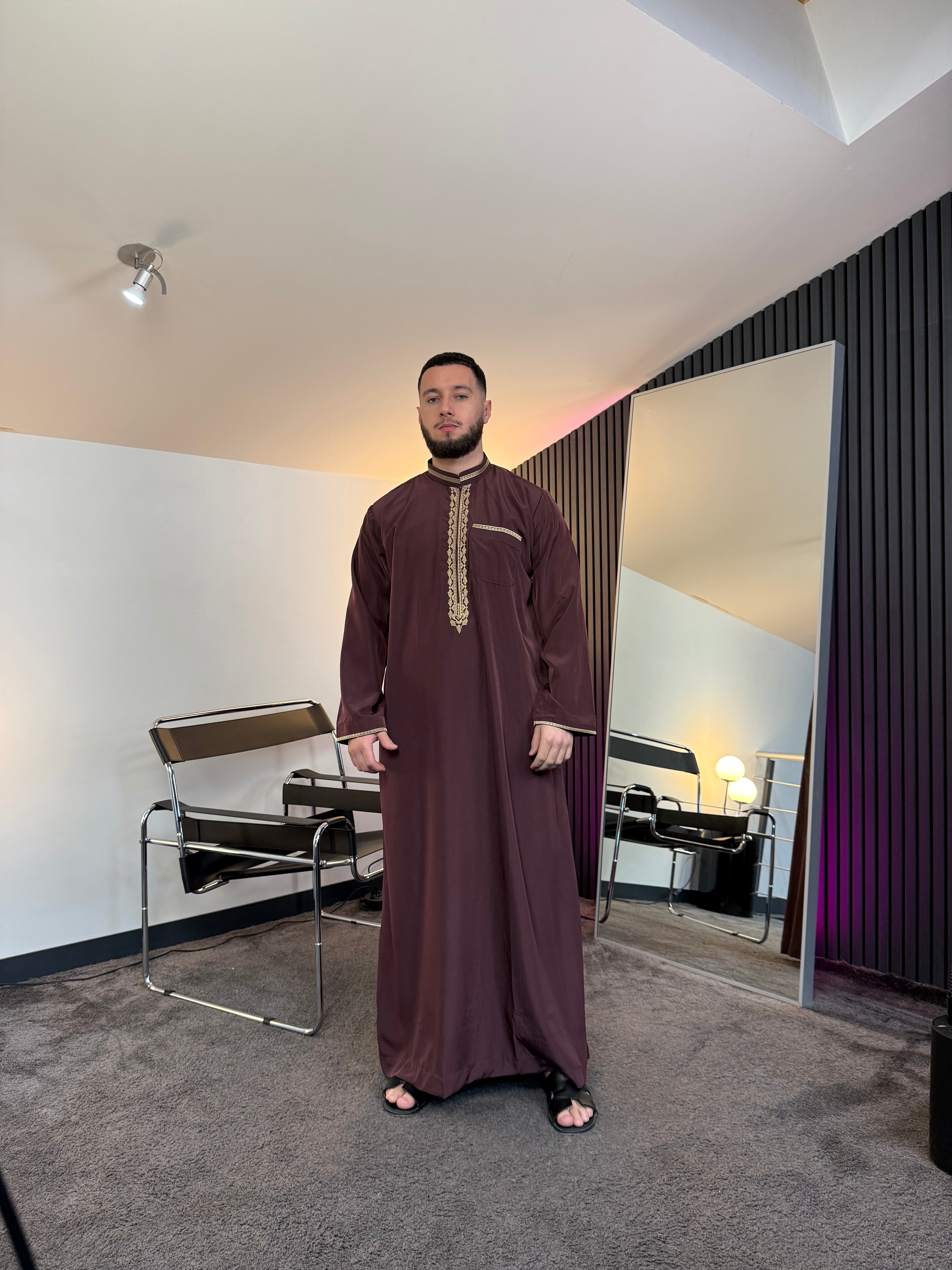 N°2 - QAMIS MANCHES LONGUES BORDEAUX PRESTIGE FINITION BRODÉE HOMME