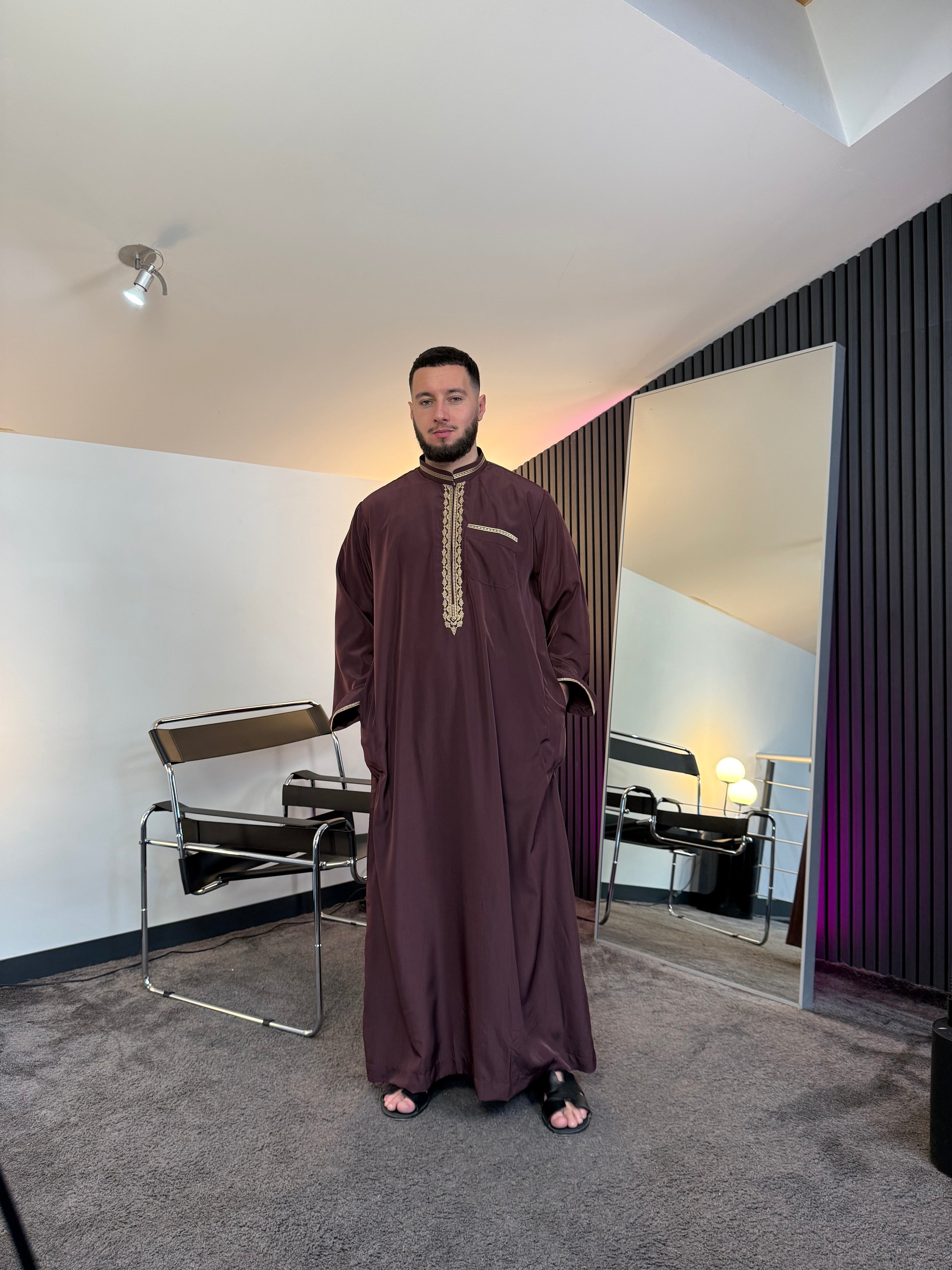 N°2 - QAMIS MANCHES LONGUES BORDEAUX PRESTIGE FINITION BRODÉE HOMME
