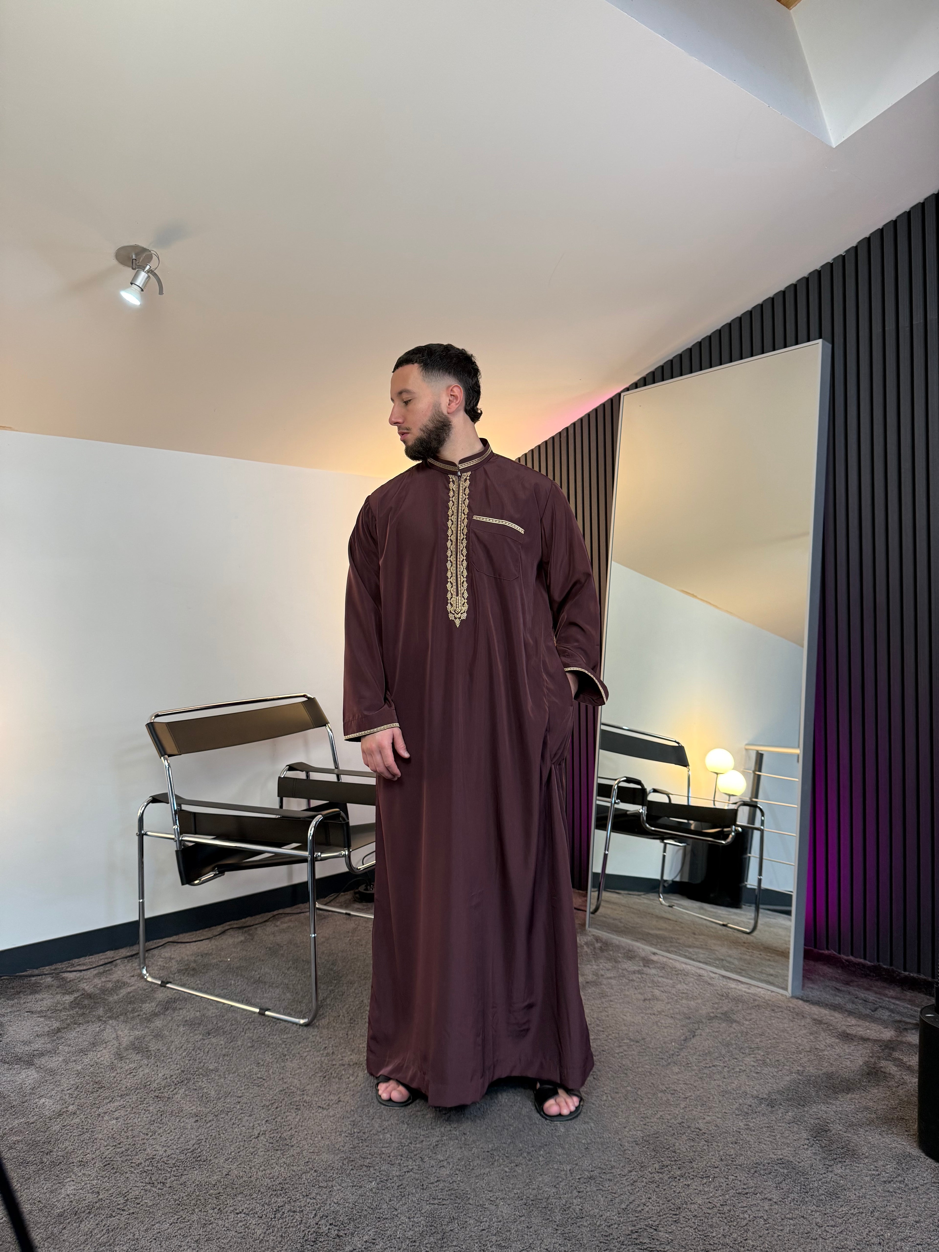 N°2 - QAMIS MANCHES LONGUES BORDEAUX PRESTIGE FINITION BRODÉE HOMME