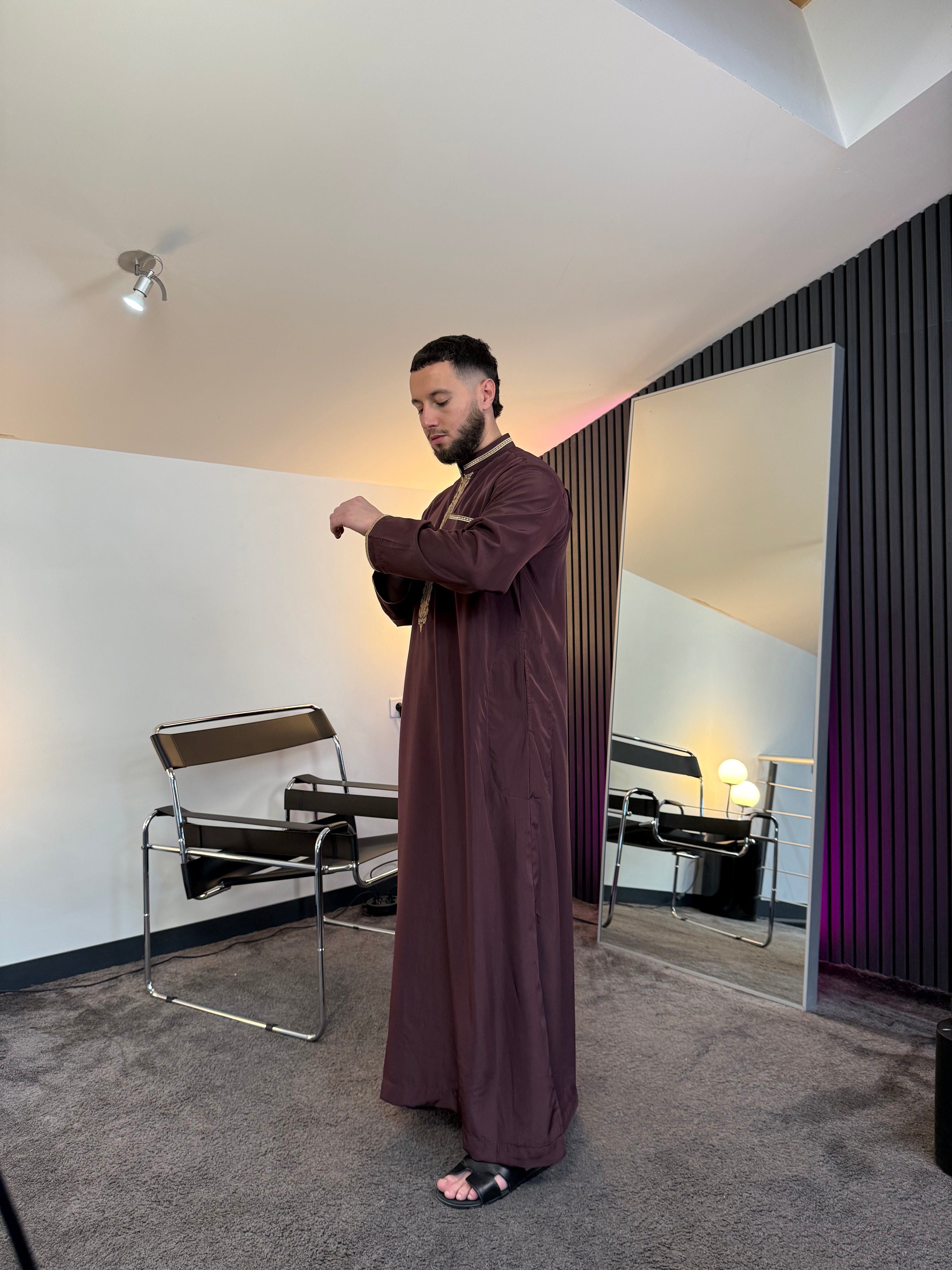 N°2 - QAMIS MANCHES LONGUES BORDEAUX PRESTIGE FINITION BRODÉE HOMME