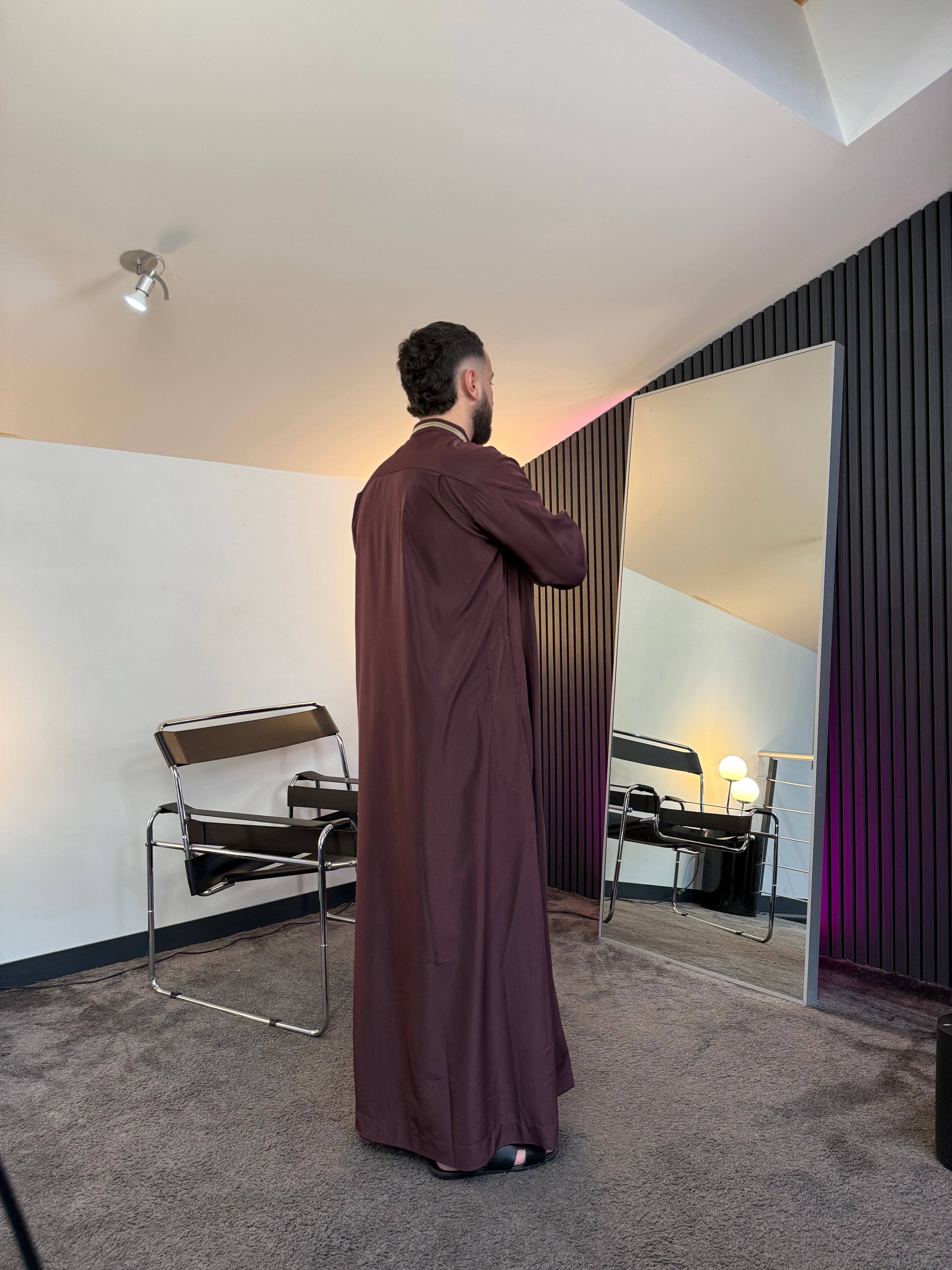 N°2 - QAMIS MANCHES LONGUES BORDEAUX PRESTIGE FINITION BRODÉE HOMME