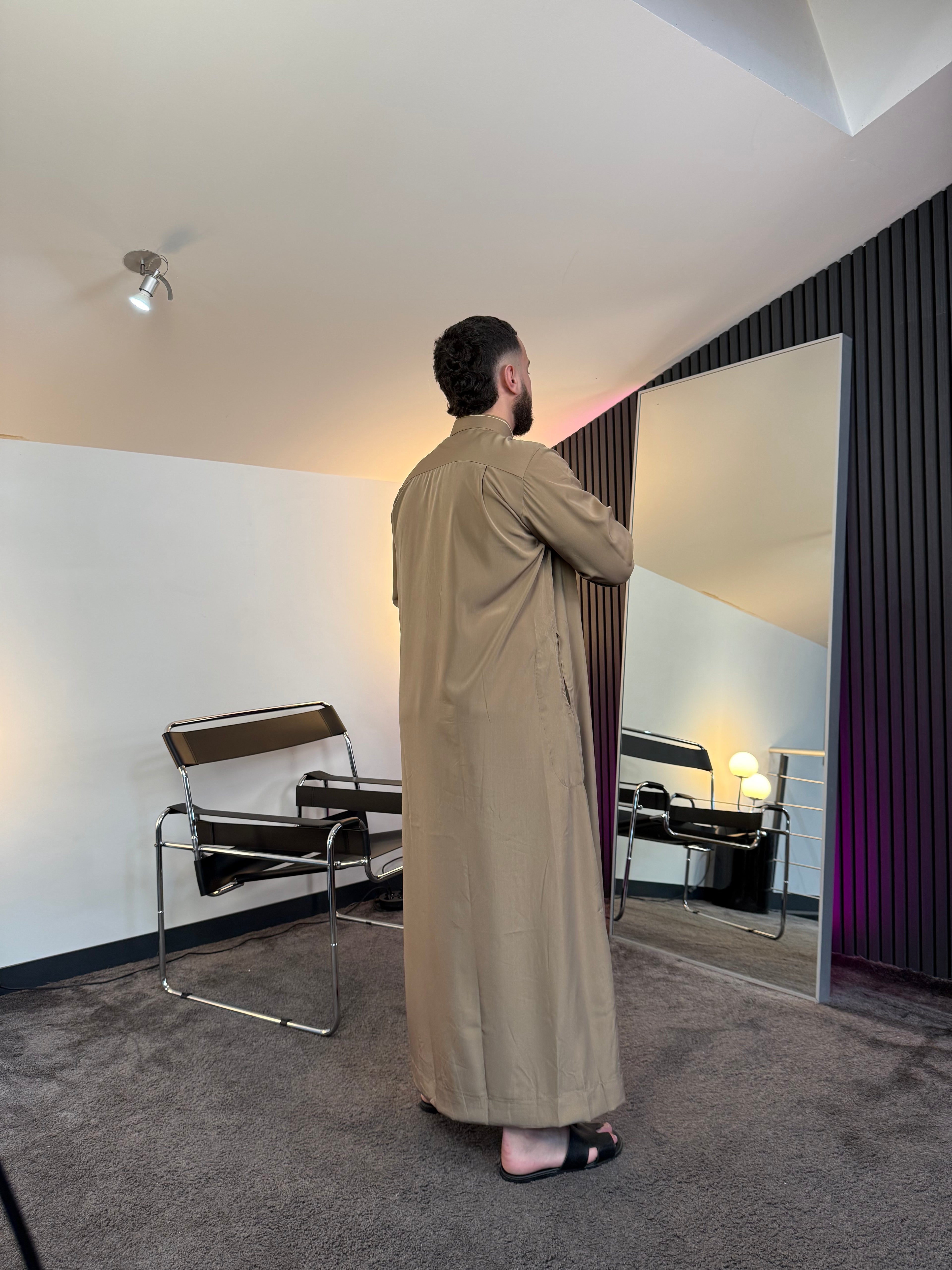 N°3 - QAMIS MANCHES LONGUES ZIP BEIGE PRESTIGE FINITION BRODÉE HOMME