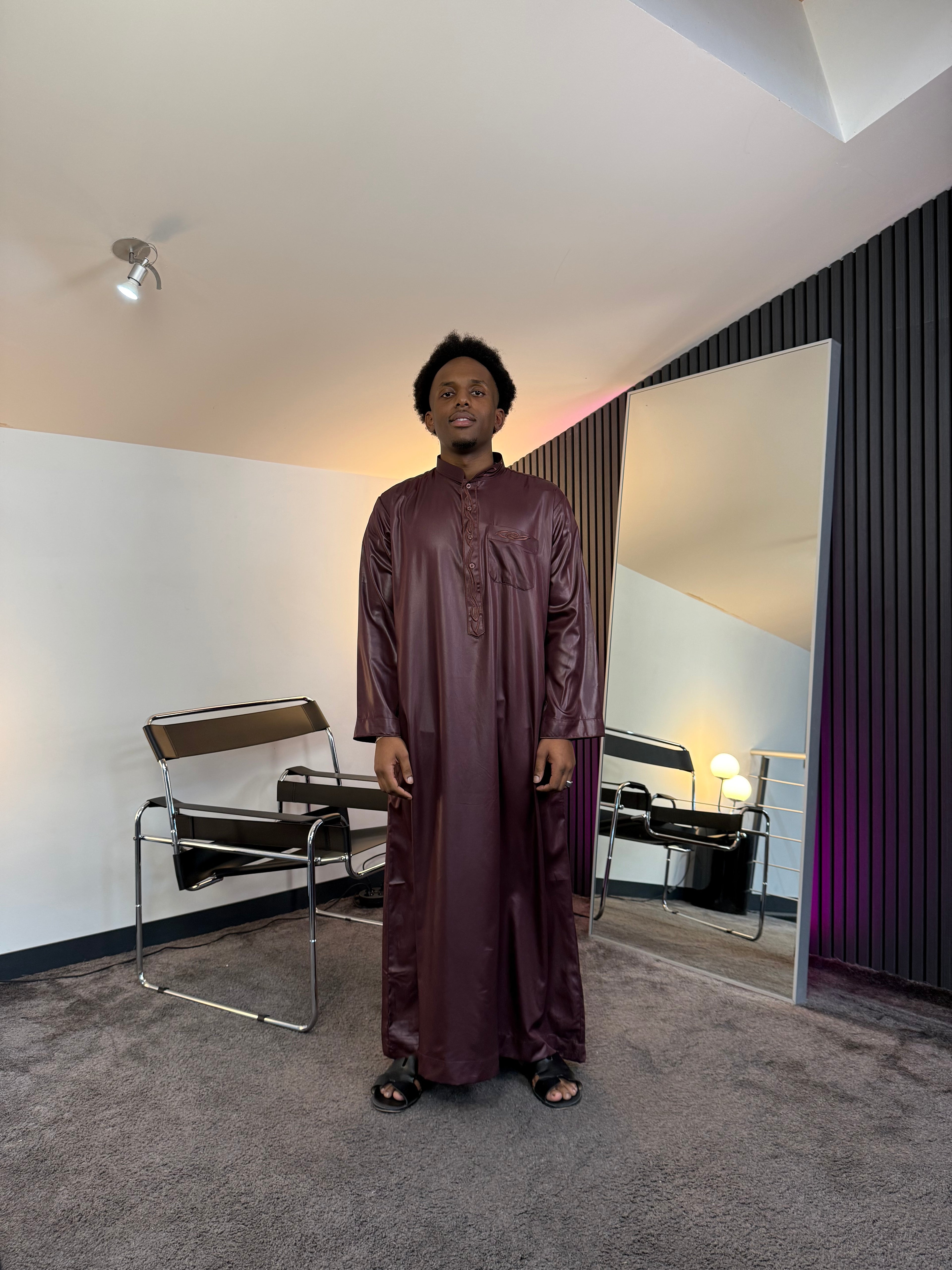 N°7 - QAMIS MANCHES LONGUES BORDEAUX PRESTIGE FINITION BRODÉE HOMME