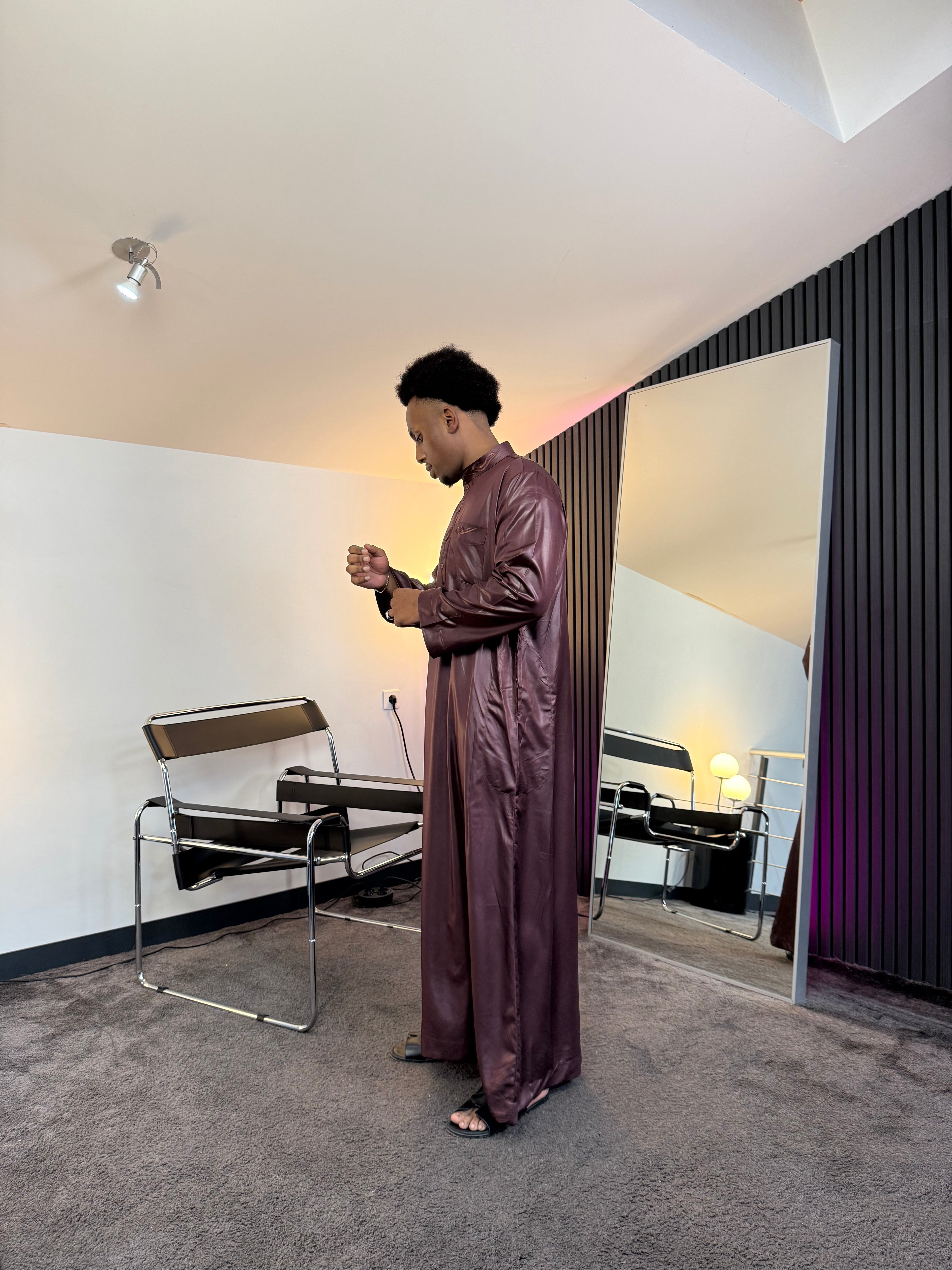 N°7 - QAMIS MANCHES LONGUES BORDEAUX PRESTIGE FINITION BRODÉE HOMME