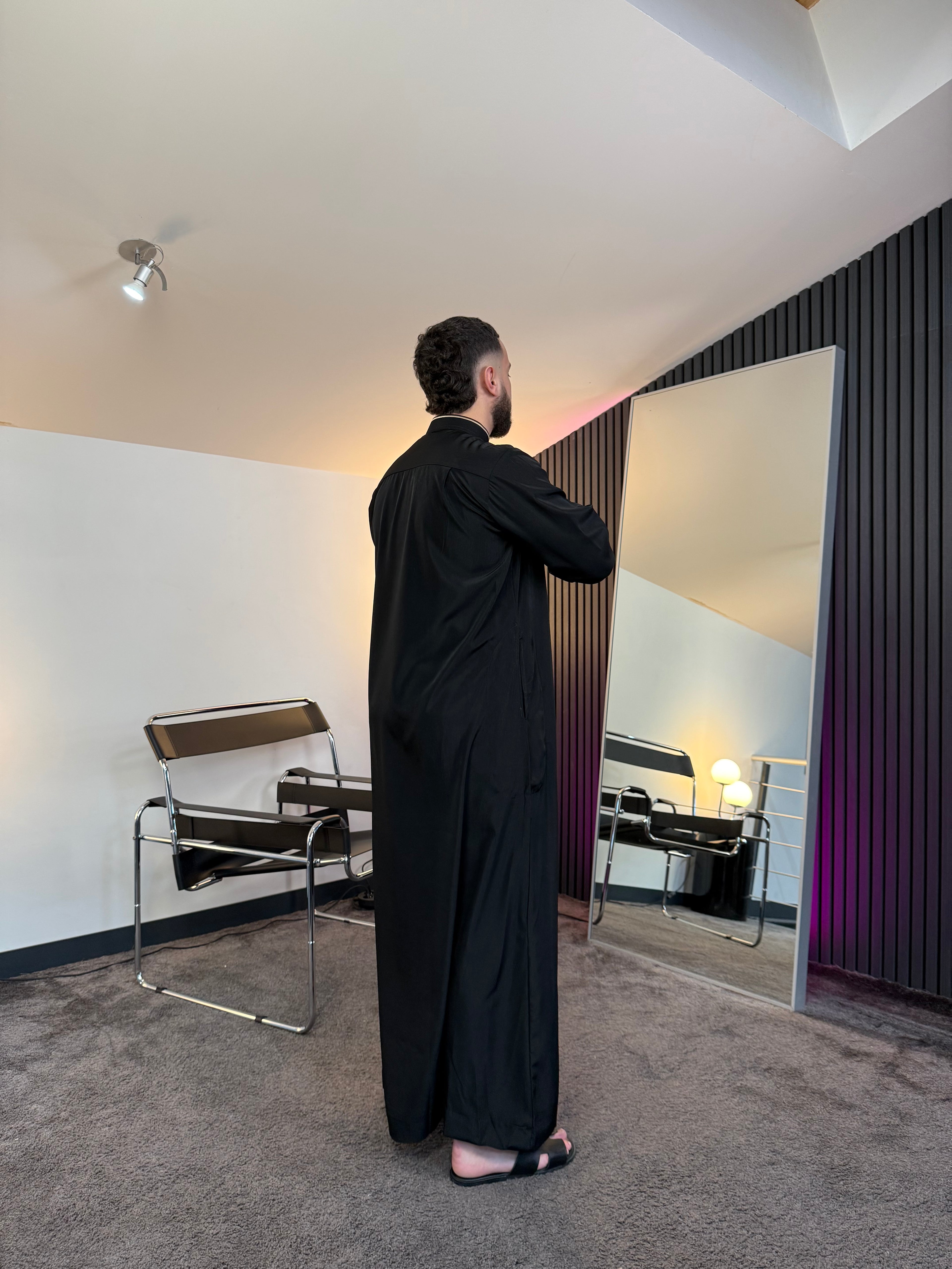 N°3 - QAMIS MANCHES LONGUES ZIP NOIR PRESTIGE FINITION BRODÉE HOMME