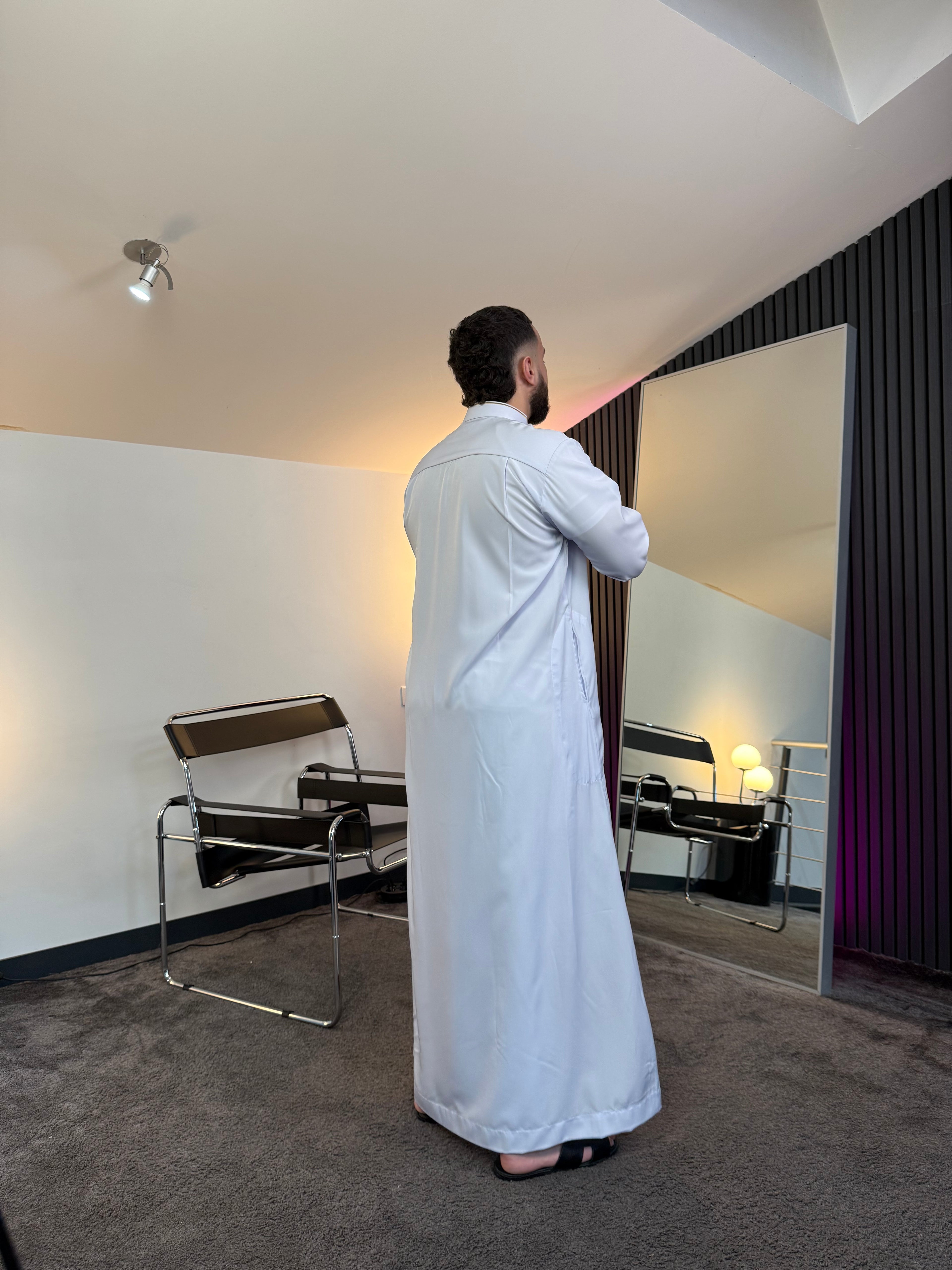 N°3 - QAMIS MANCHES LONGUES ZIP BLANC PRESTIGE FINITION BRODÉE HOMME